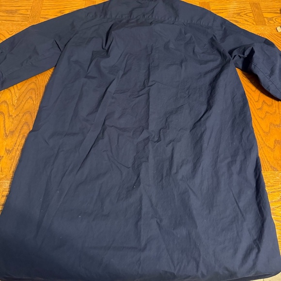 Stefano Mortari Midi Shirt Dress High Low Navy IT 42 or US 6 Lagenlook Artisinal - Picture 12 of 16